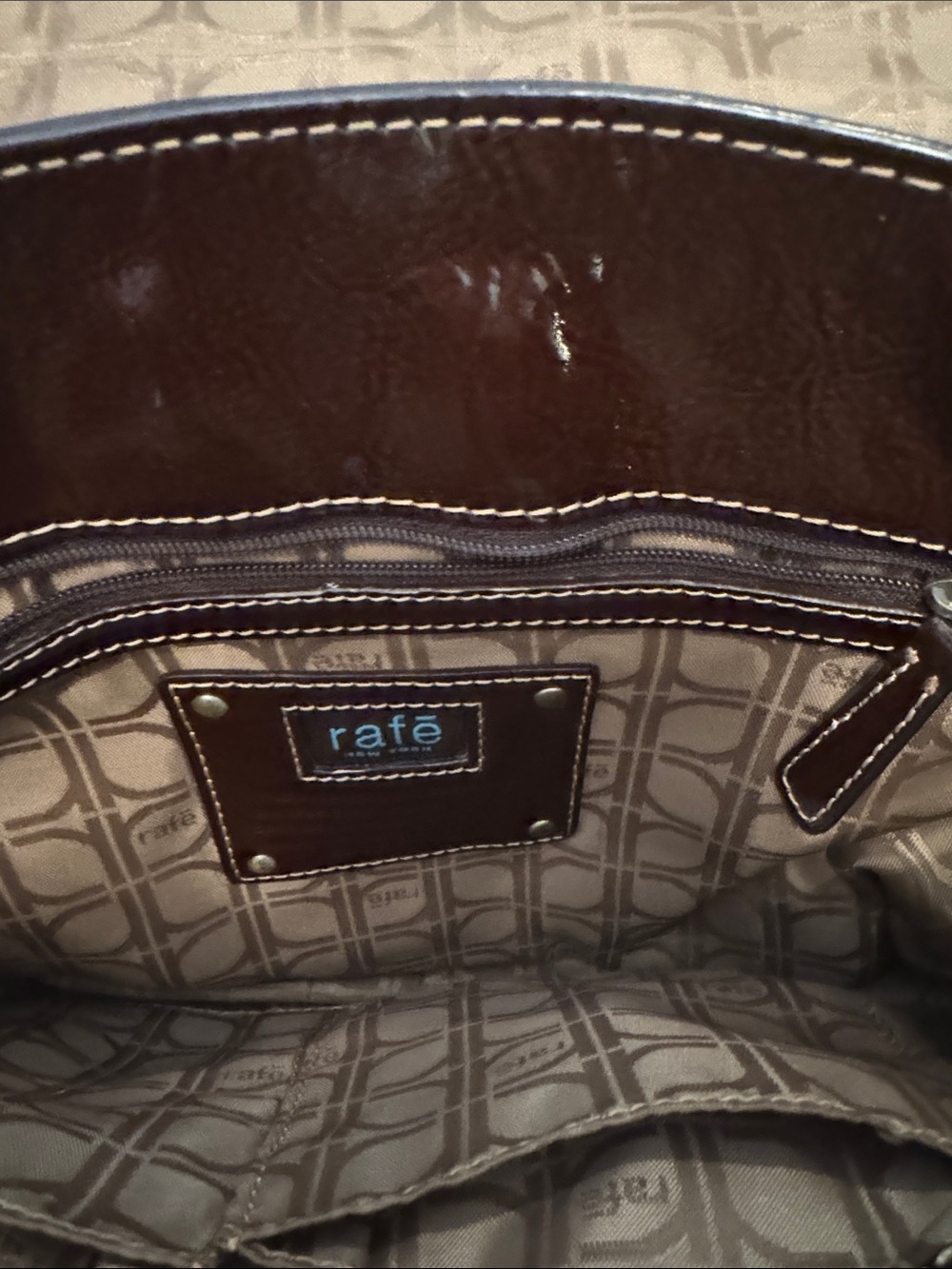 Rafe Dark Brown Patent Shoulder Bag with Gold Hardware - Picture 5 of 7